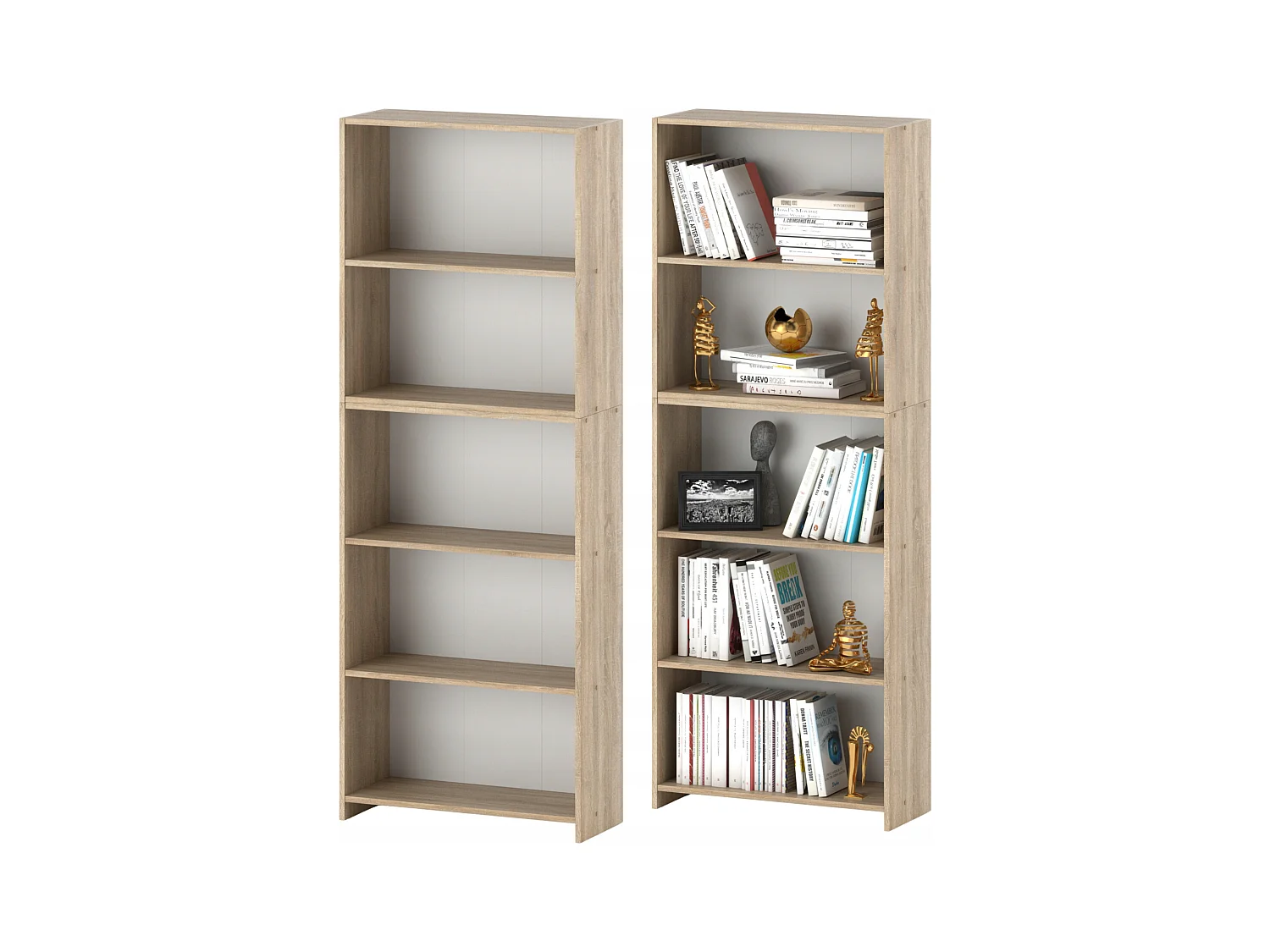 Bibliothèque -Étagère multifonction Chêne Sonoma 5 niveaux 70X30x189cm – Pour livres, jouets et accessoires de bureau