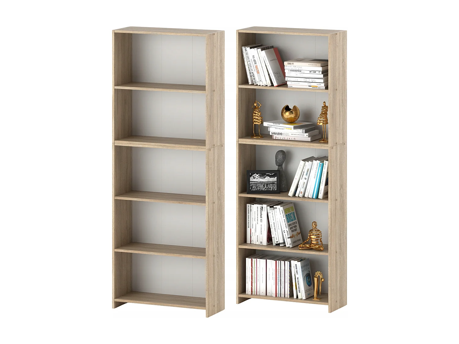 Bibliothèque -Étagère multifonction Chêne Sonoma 5 niveaux 70X30x189cm – Pour livres, jouets et accessoires de bureau