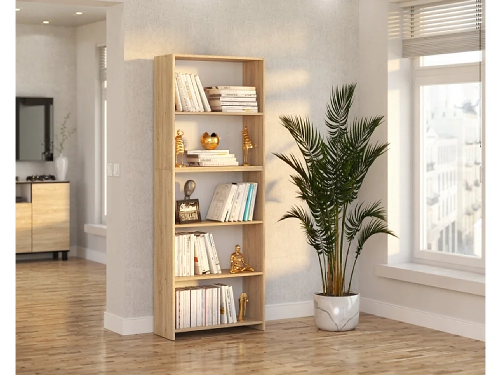 Librería - Estantería multifunción Roble Sonoma 5 niveles 70X30x189cm - Para libros, juguetes y accesorios de oficina