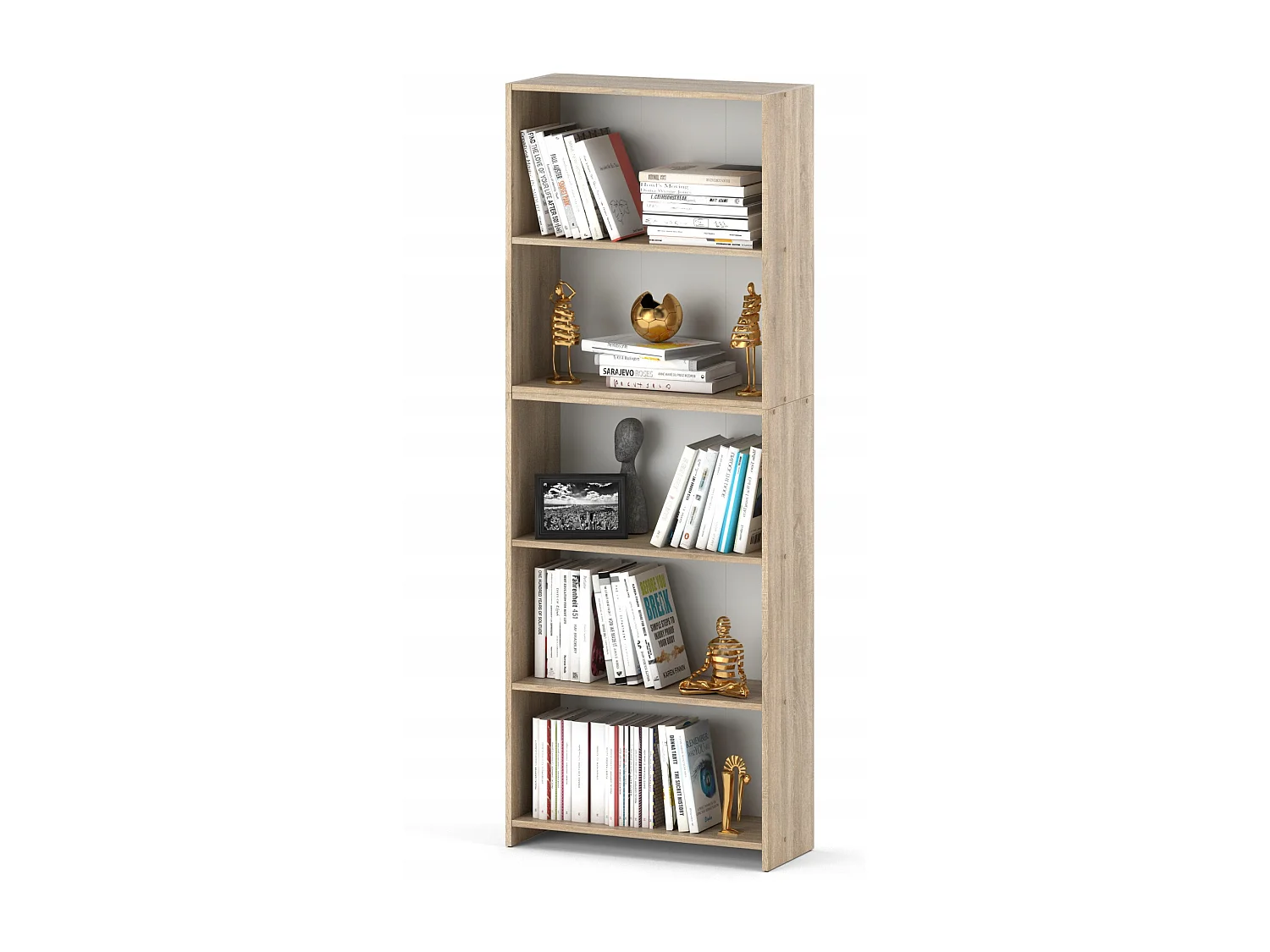 Bibliothèque -Étagère multifonction Chêne Sonoma 5 niveaux 70X30x189cm – Pour livres, jouets et accessoires de bureau