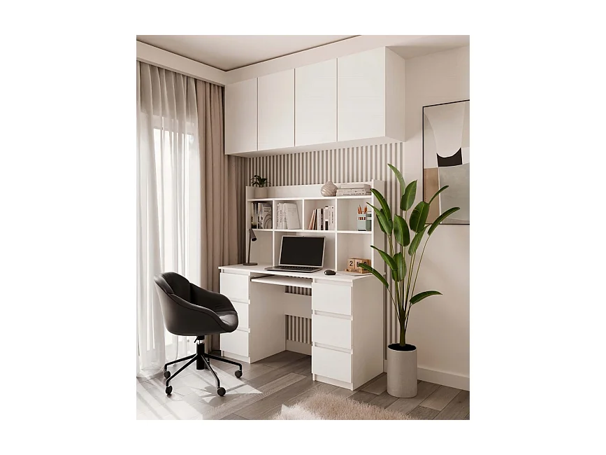 KUBA - Scaffale alto da ufficio 130 cm - scaffali per ufficio - Bianco