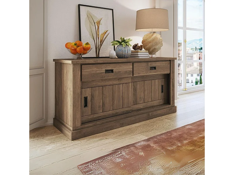 Madia colore noce eastwood 2 cassetti e 2 ante scorrevoli Anthony52 149,9x49,8x95,5H stile shabby