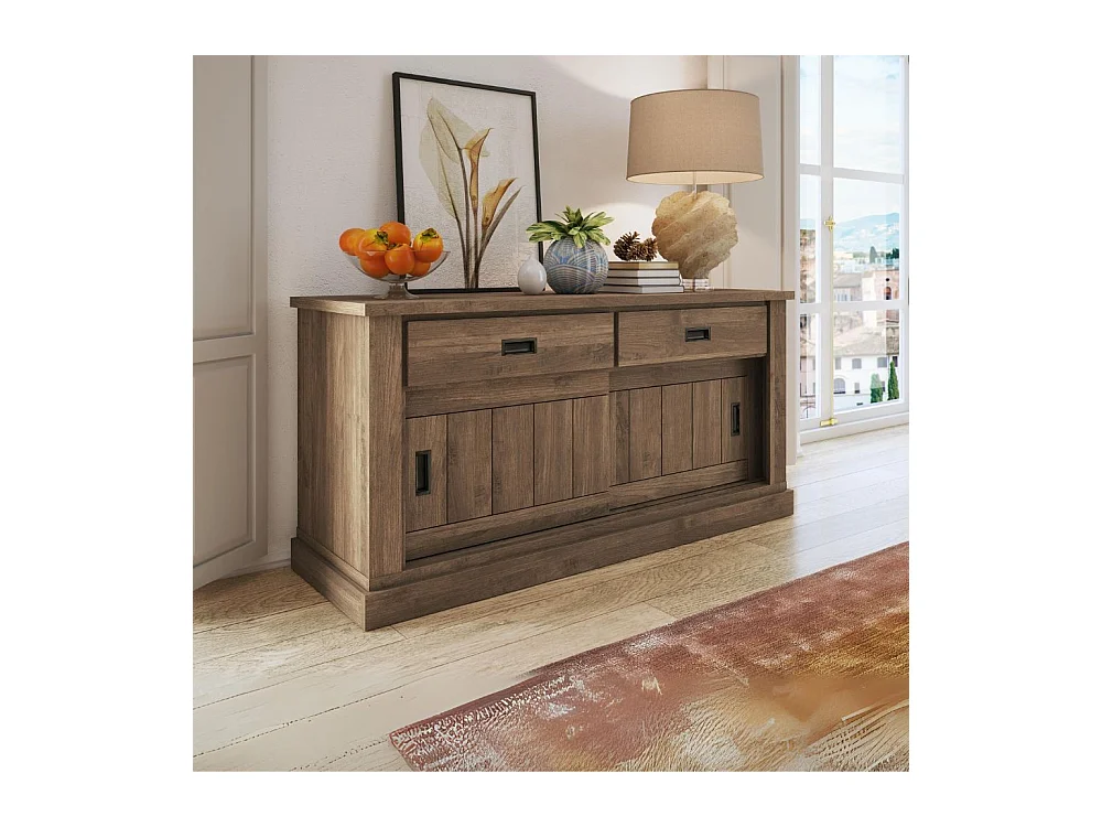 Madia colore noce eastwood 2 cassetti e 2 ante scorrevoli Anthony52 149,9x49,8x95,5H stile shabby