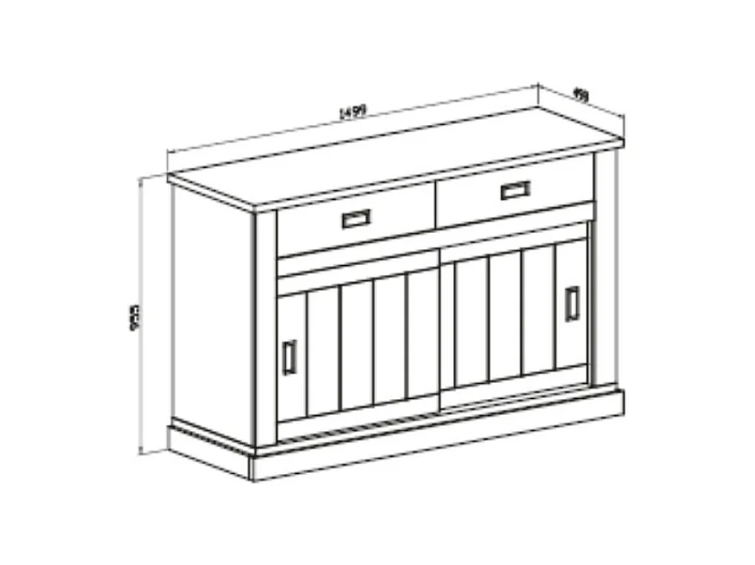 Madia colore noce eastwood 2 cassetti e 2 ante scorrevoli Anthony52 149,9x49,8x95,5H stile shabby