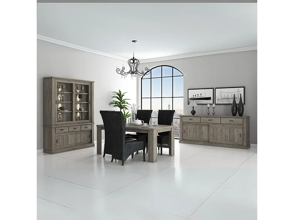 Cristalliera colore ancona oak 3 cassetti e 4 ante scorrevoli Anthony67120 150x39,6x204H stile shabby