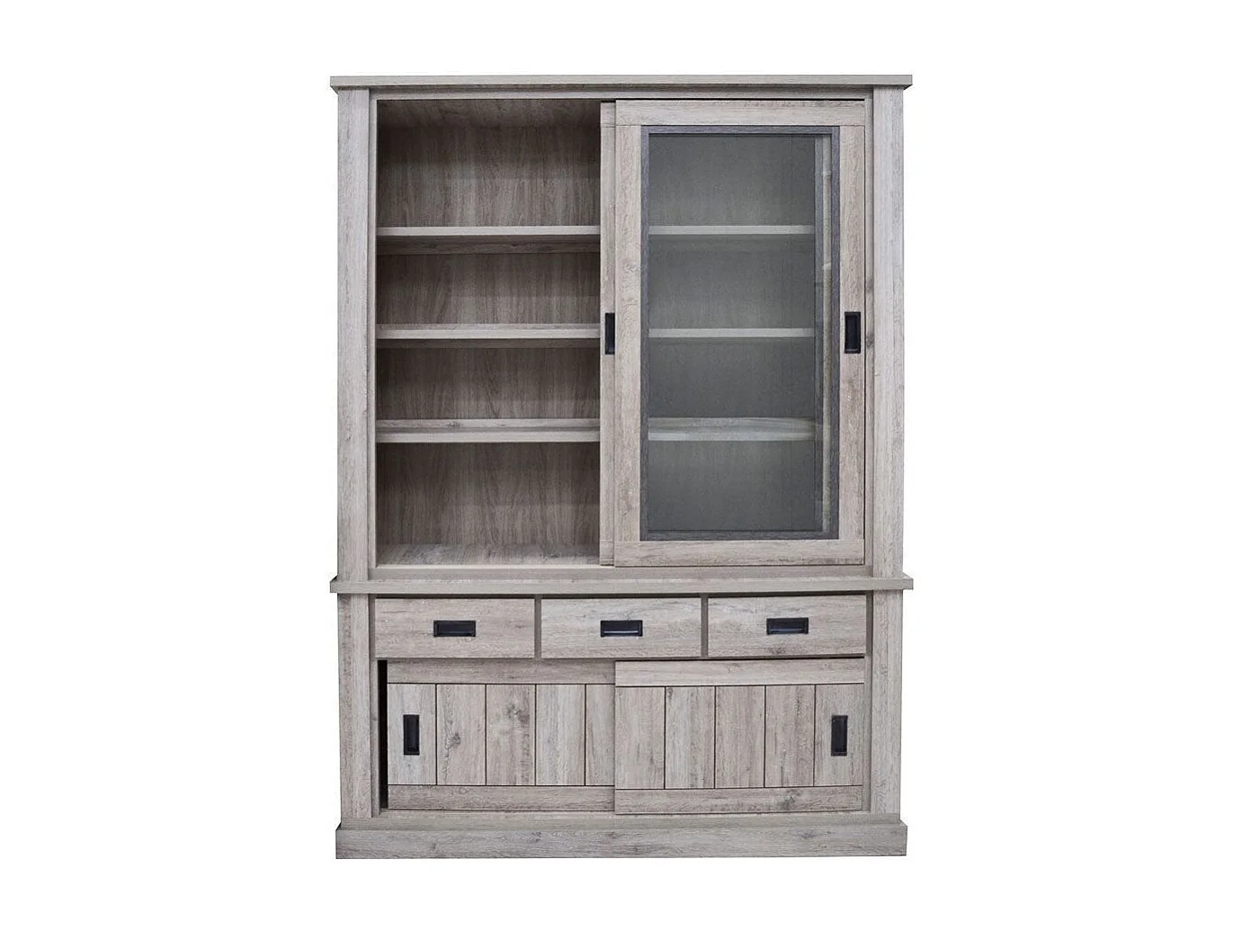 Cristalliera colore ancona oak 3 cassetti e 4 ante scorrevoli Anthony67120 150x39,6x204H stile shabby