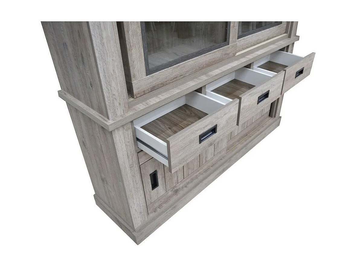 Cristalliera colore ancona oak 3 cassetti e 4 ante scorrevoli Anthony67120 150x39,6x204H stile shabby