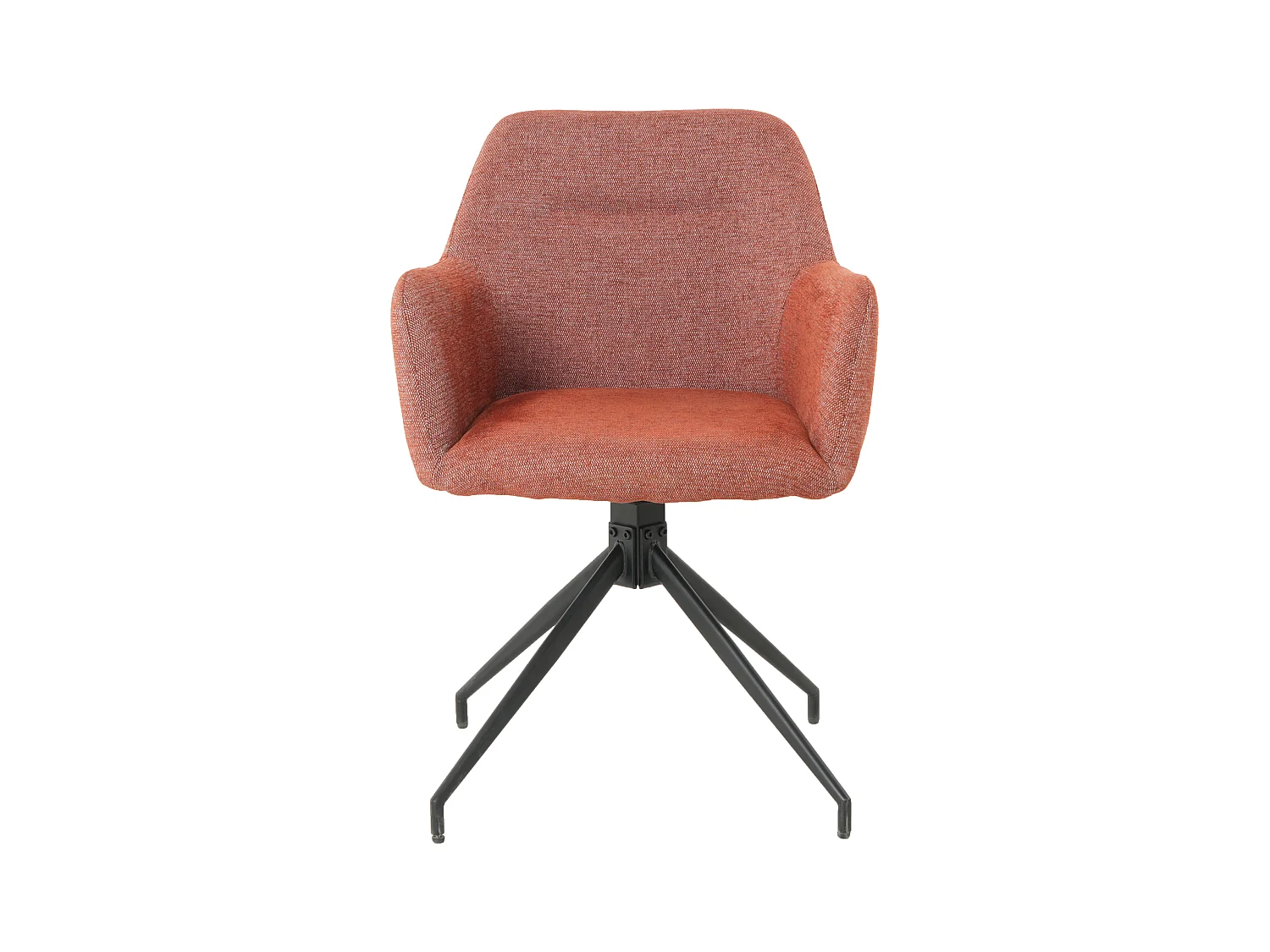 Lot de 2 chaises fauteuils de table MORINI pivotants avec accoudoirs en tissu rouge pour salle à manger, pieds en métal noir