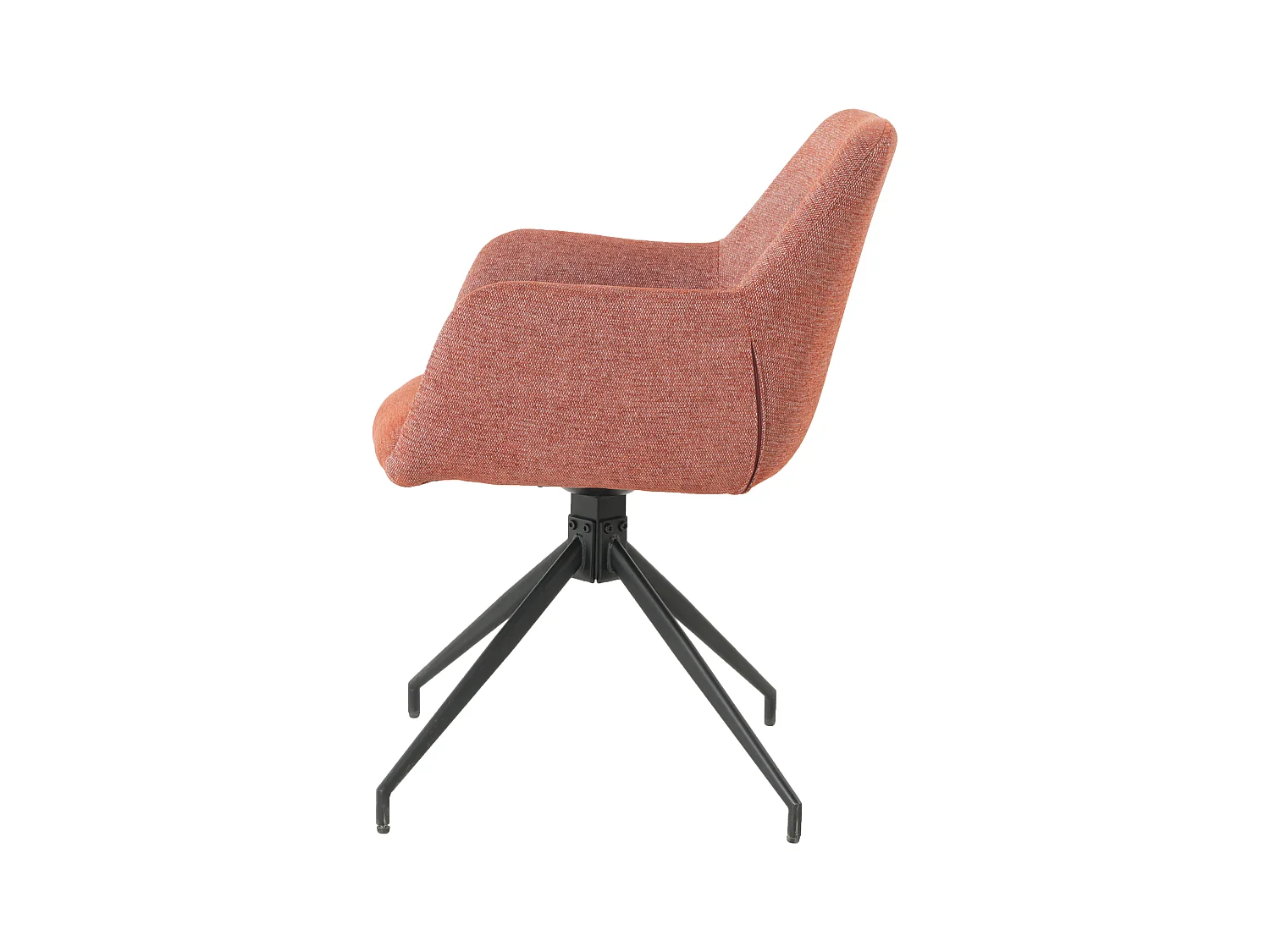 Lot de 2 chaises fauteuils de table MORINI pivotants avec accoudoirs en tissu rouge pour salle à manger, pieds en métal noir