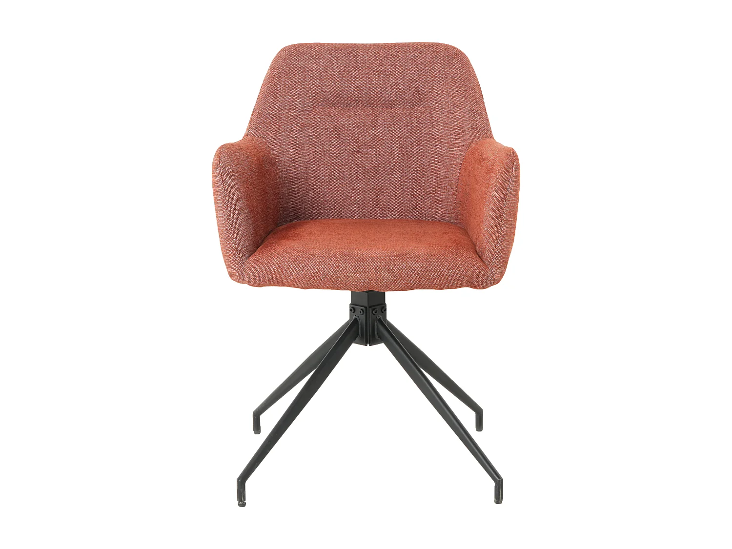 Lot de 2 chaises fauteuils de table MORINI pivotants avec accoudoirs en tissu rouge pour salle à manger, pieds en métal noir