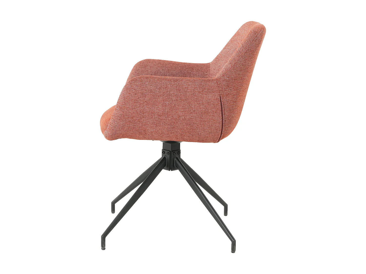 Lot de 2 chaises fauteuils de table MORINI pivotants avec accoudoirs en tissu rouge pour salle à manger, pieds en métal noir