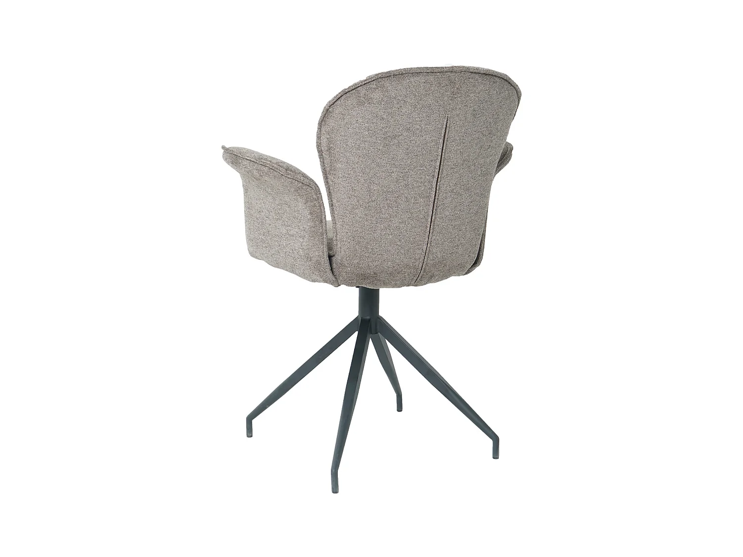 Chaise fauteuil de table Luthor pivotant avec accoudoirs en tissu marron pour salle à manger, pieds en métal noir