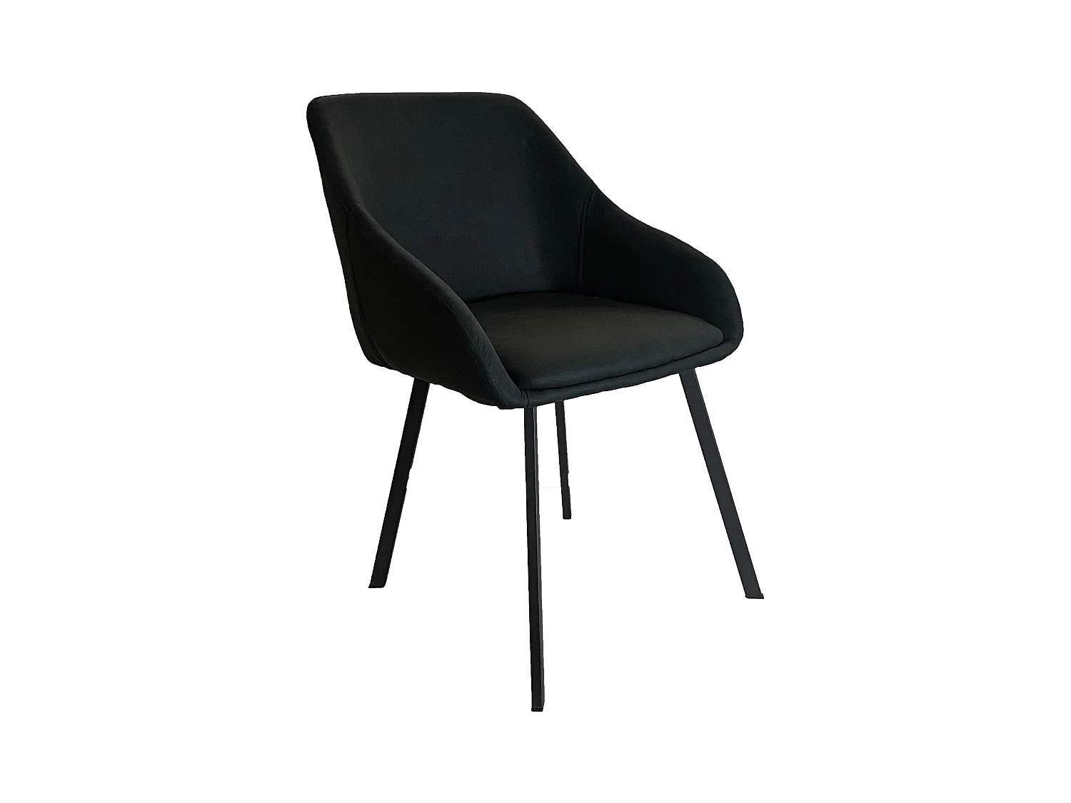 Lot de 2 chaises fauteuils Jena tissu noir pieds métal noir