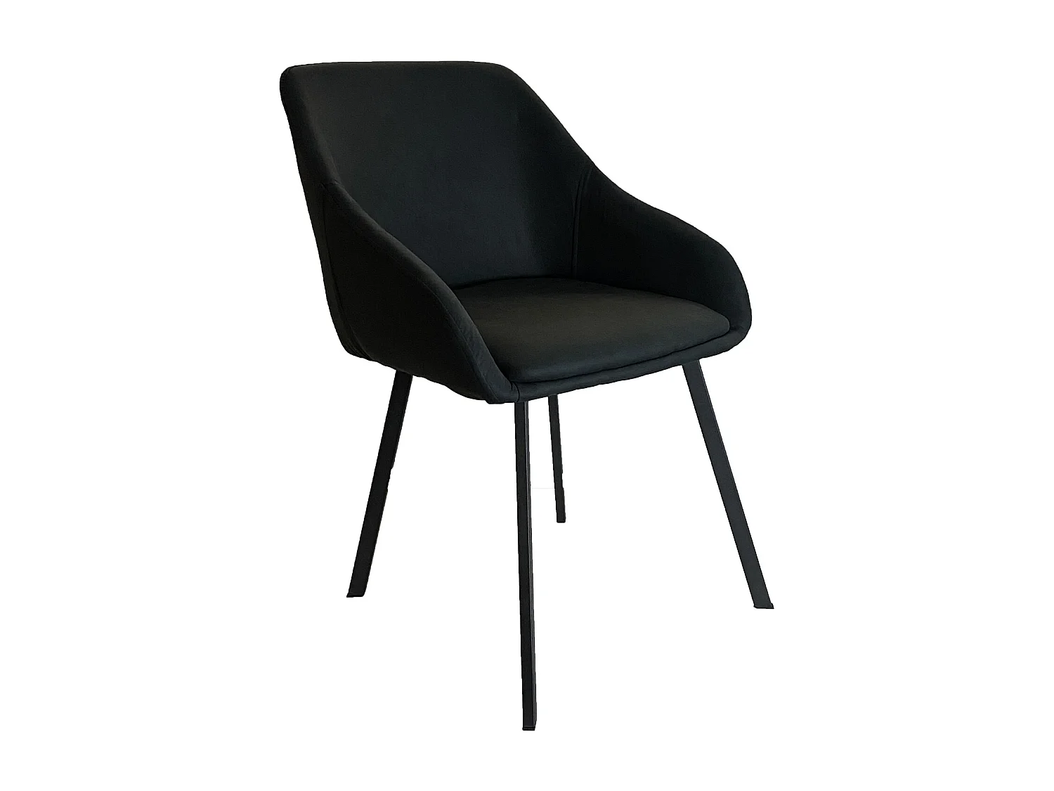 Lot de 2 chaises fauteuils Jena tissu noir pieds métal noir