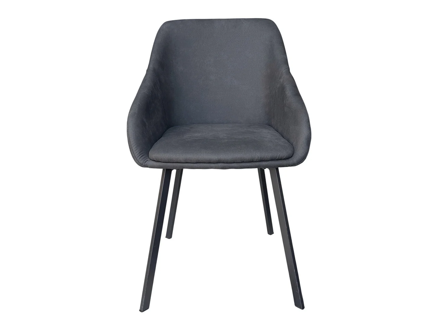 Lot de 2 chaises avec accoudoirs tissu noir pieds métal noir - MOON