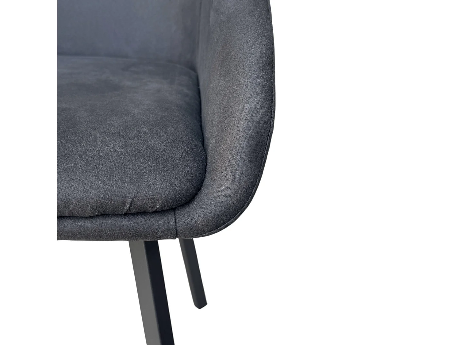 Lot de 2 chaises avec accoudoirs tissu noir pieds métal noir - MOON