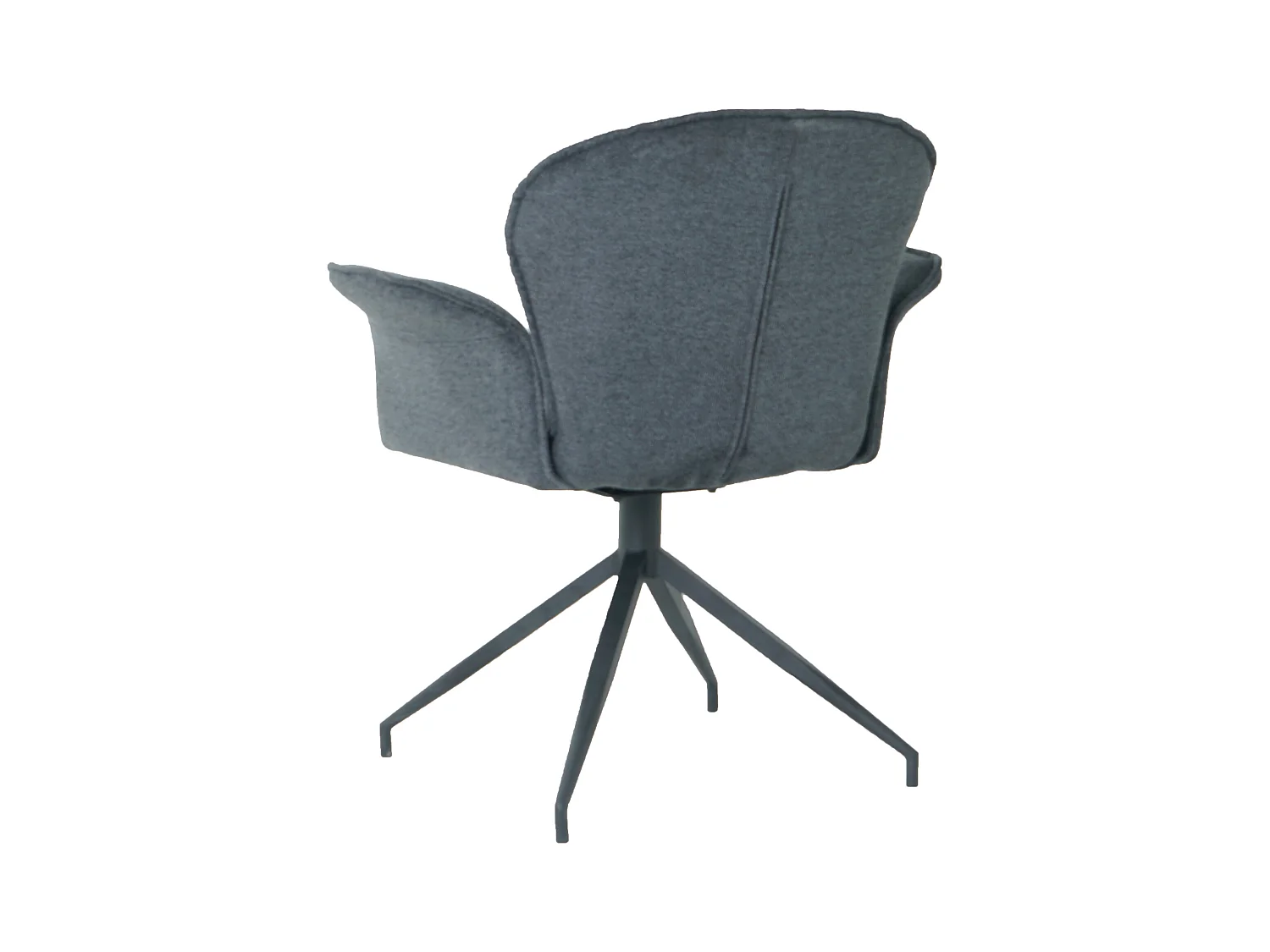 Chaise fauteuil de table Luthor pivotant avec accoudoirs en tissu gris foncé pour salle à manger, pieds en métal noir
