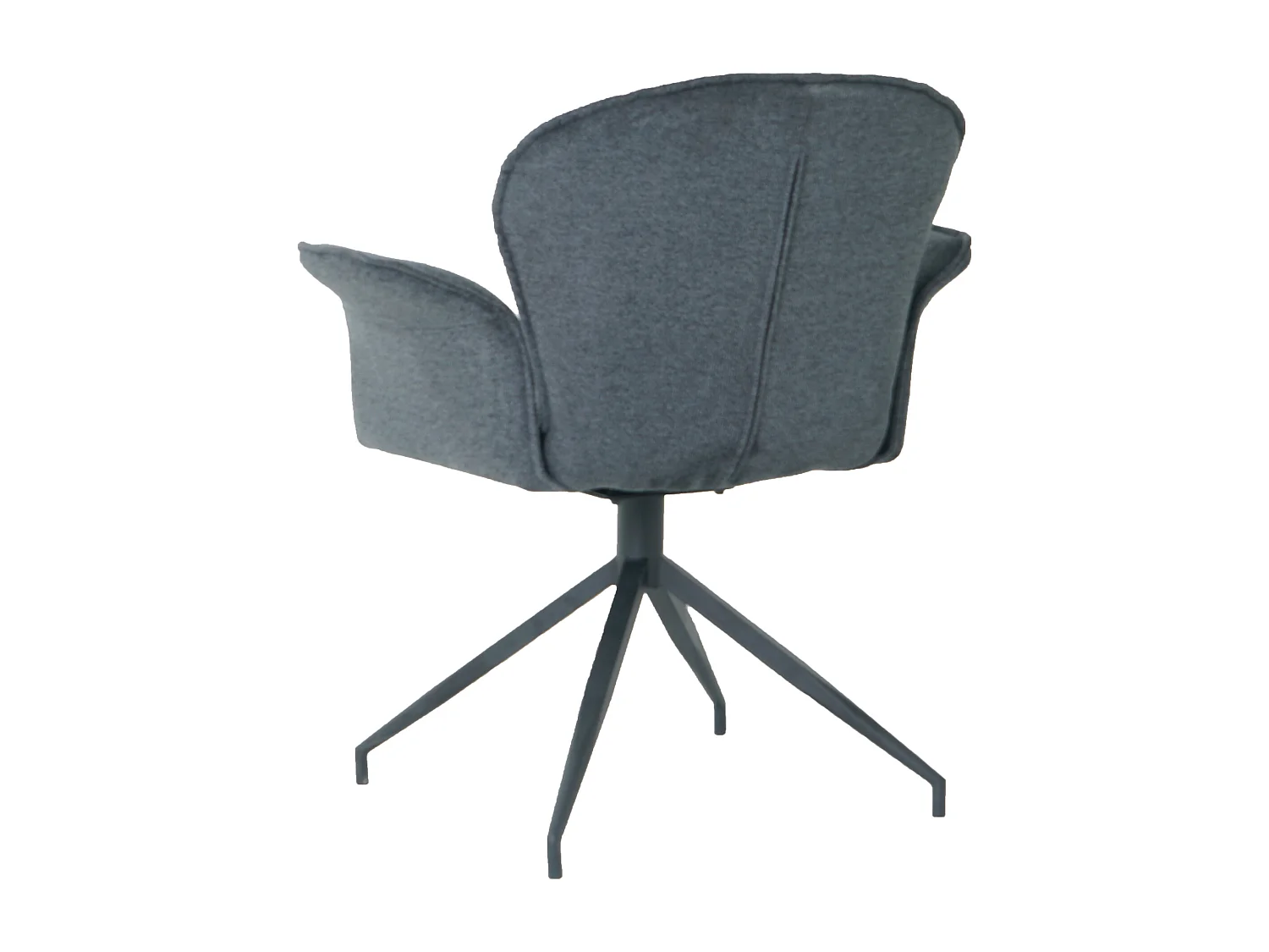 Chaise fauteuil de table Luthor pivotant avec accoudoirs en tissu gris foncé pour salle à manger, pieds en métal noir