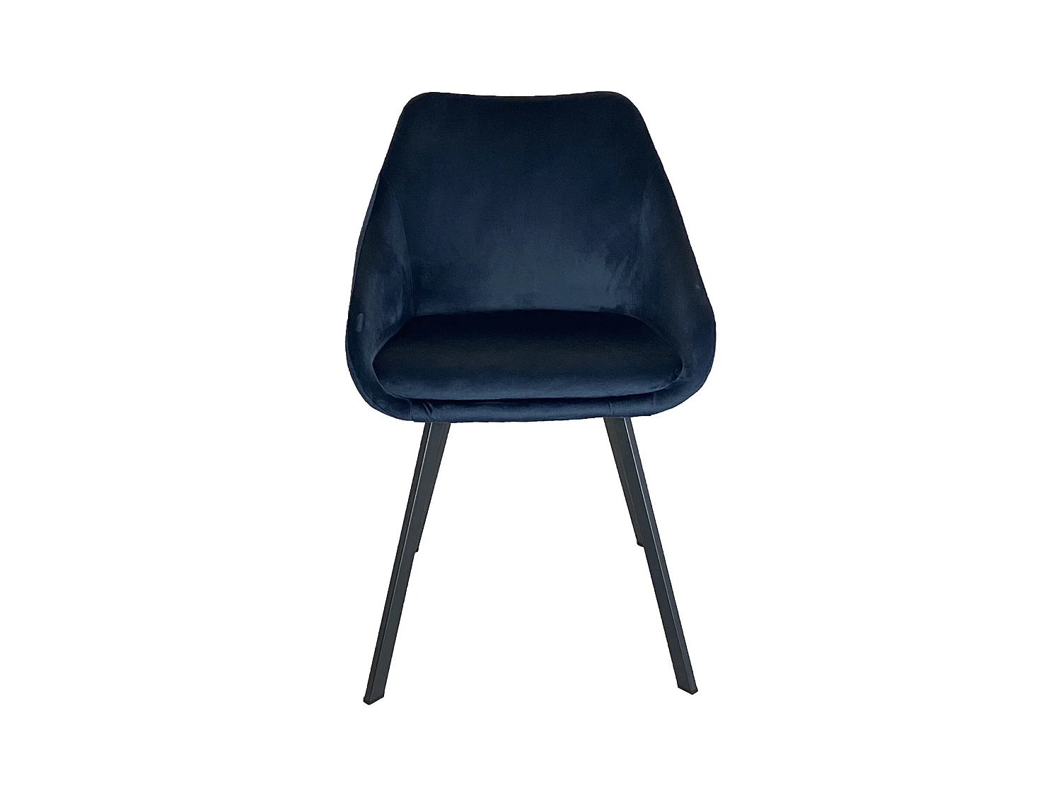 Lot de 2 chaises fauteuils Adam tissu velours bleu foncé pieds métal noir