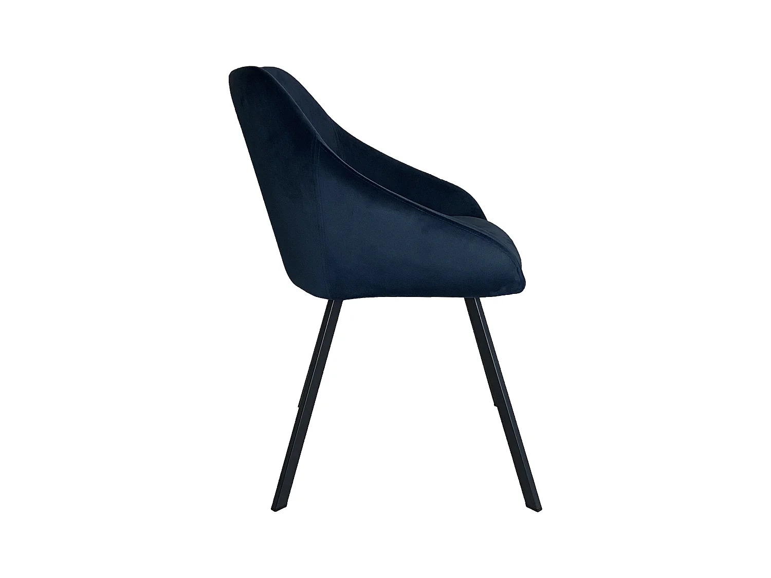 Lot de 2 chaises fauteuils Adam tissu velours bleu foncé pieds métal noir