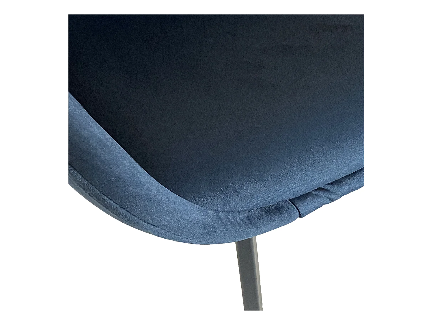 Lot de 2 chaises fauteuils Adam tissu velours bleu foncé pieds métal noir