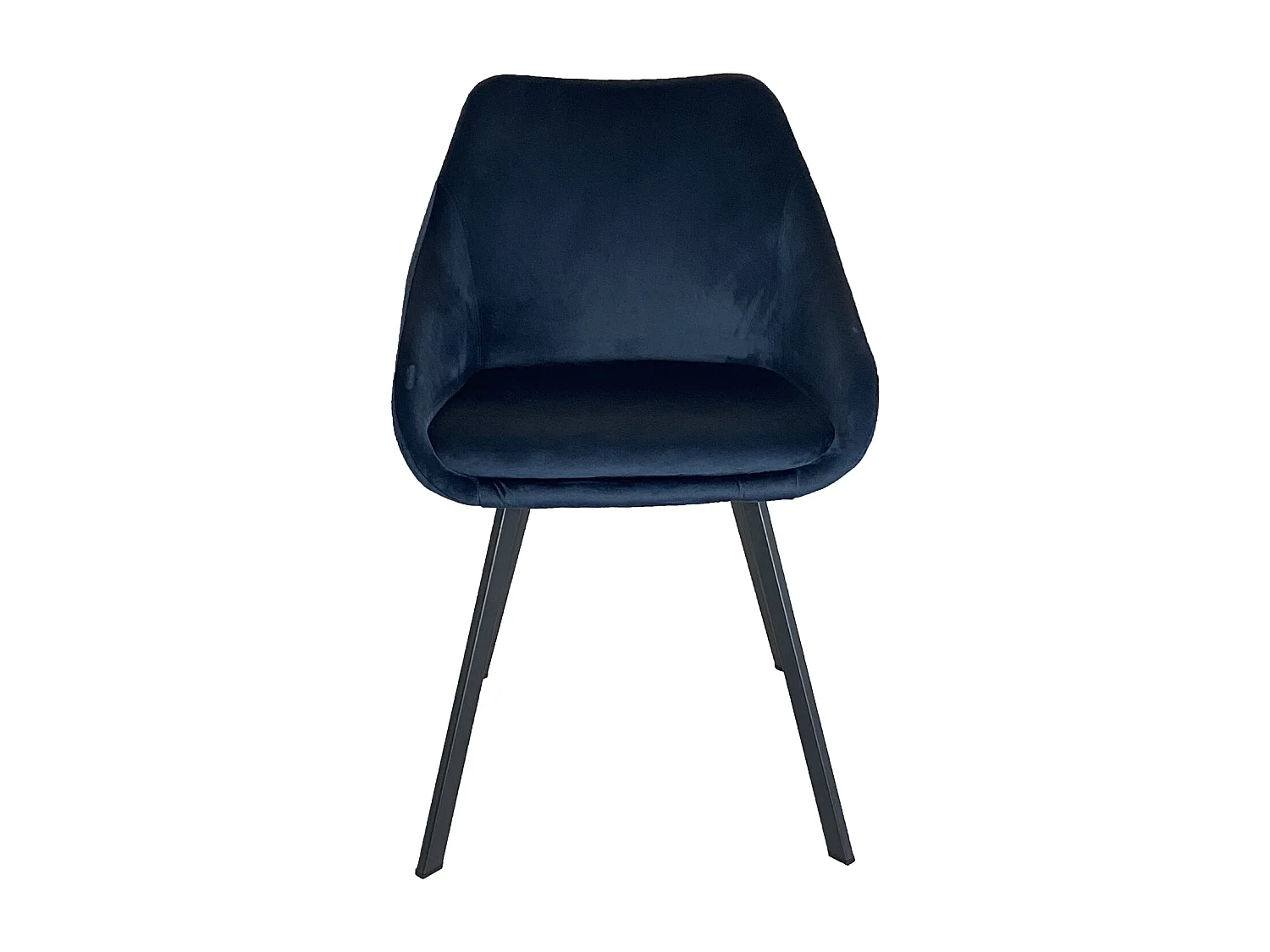 Lot de 2 chaises fauteuils Adam tissu velours bleu foncé pieds métal noir