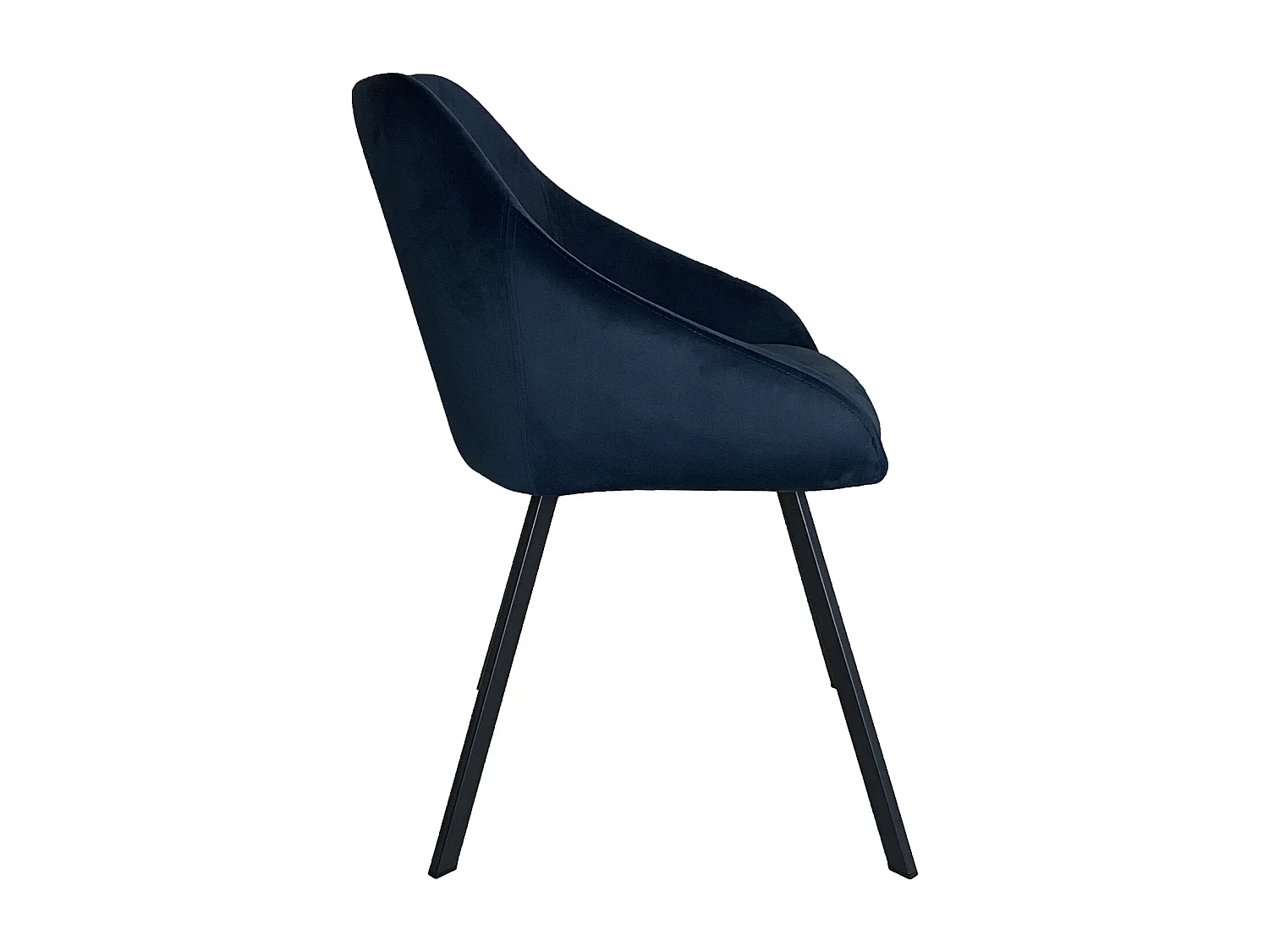 Lot de 2 chaises fauteuils Adam tissu velours bleu foncé pieds métal noir