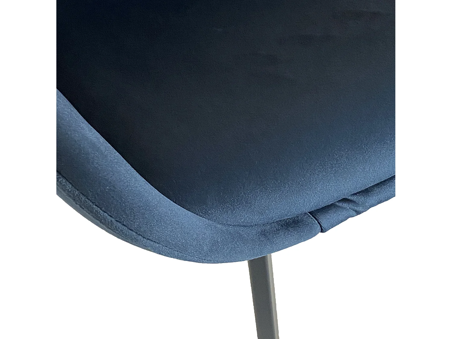 Lot de 2 chaises fauteuils Adam tissu velours bleu foncé pieds métal noir