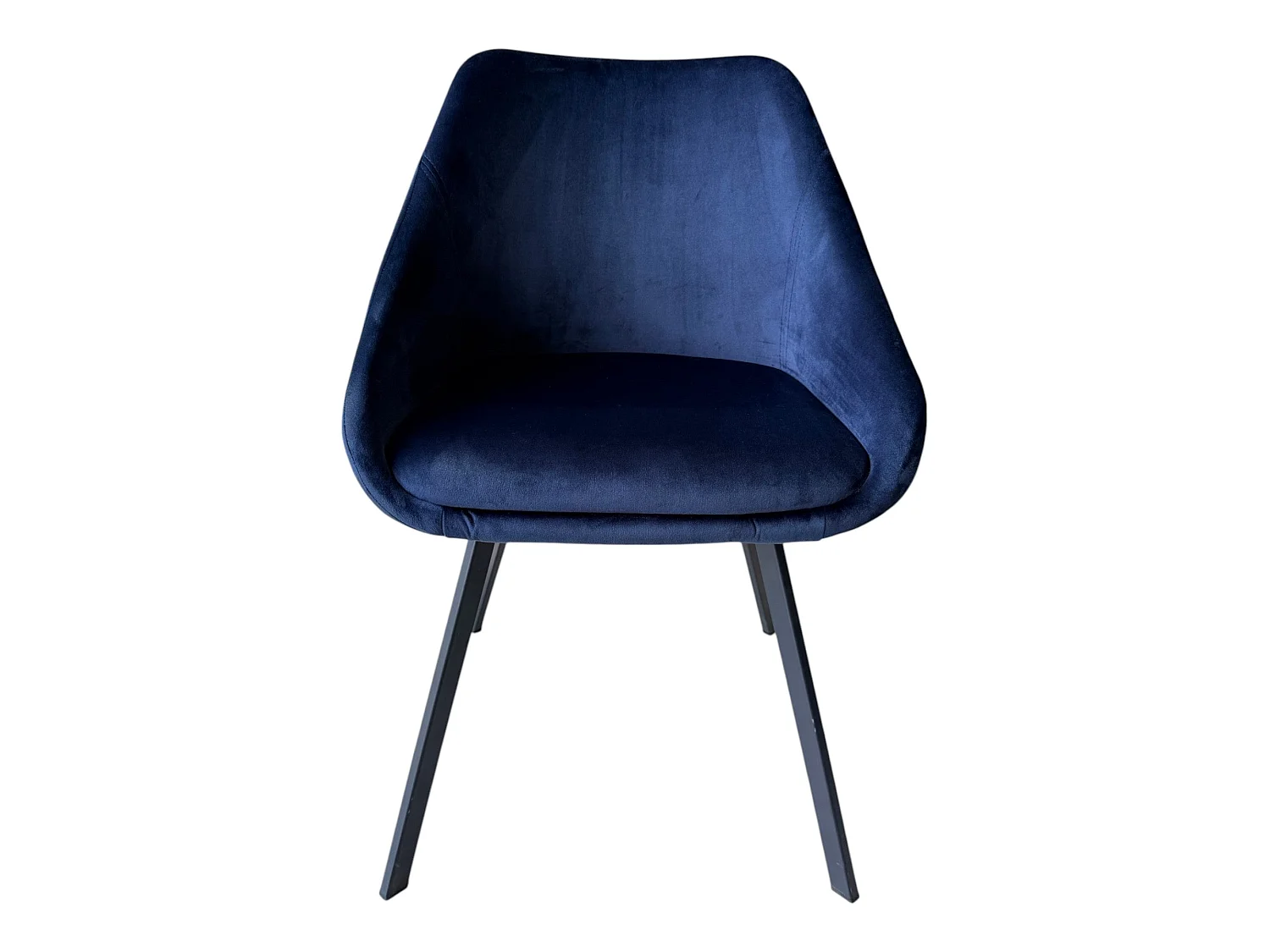 Lot de 2 chaises avec accoudoirs velours bleu marine pieds métal noir - ADAM