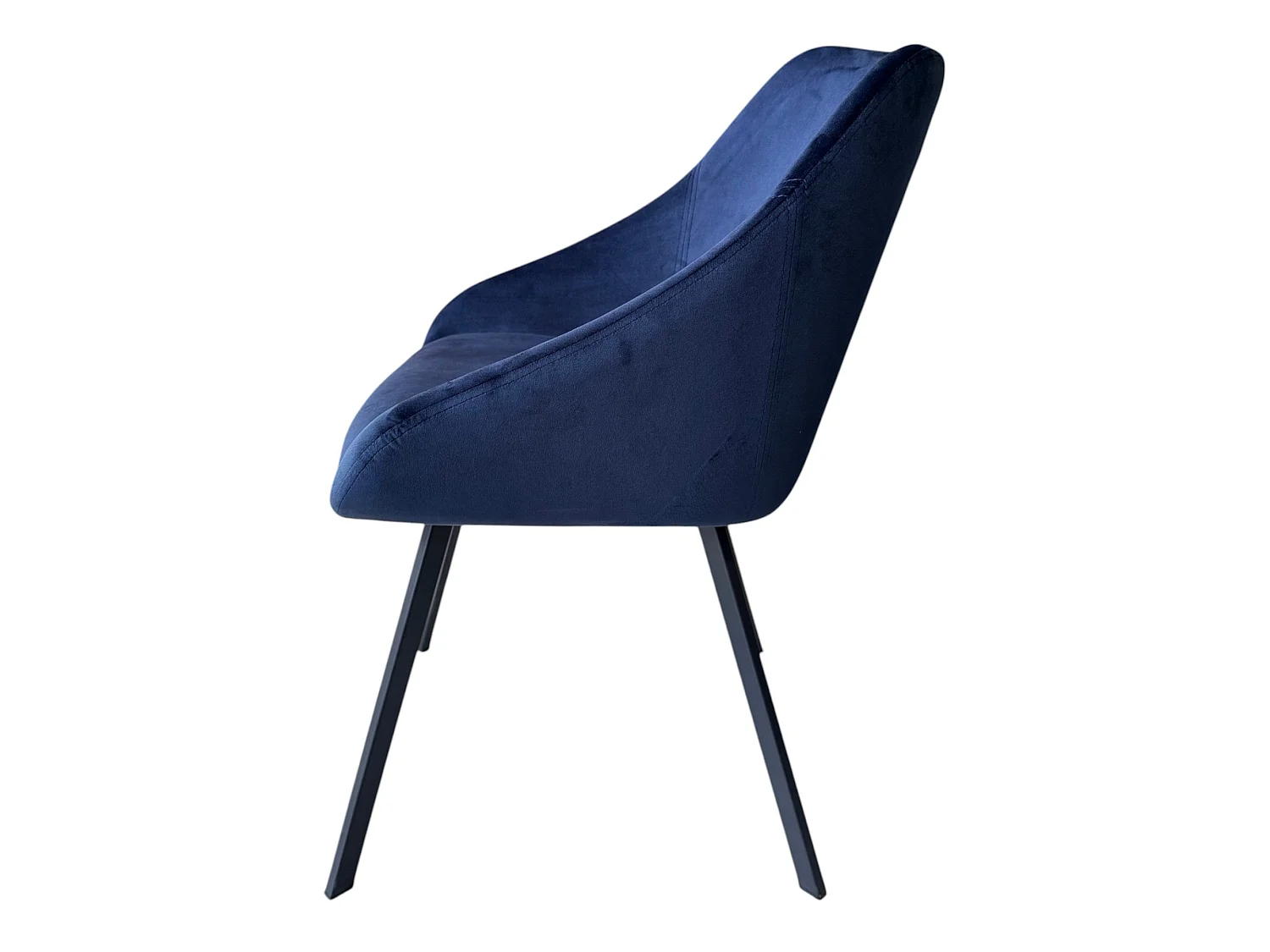 Lot de 2 chaises avec accoudoirs velours bleu marine pieds métal noir - ADAM