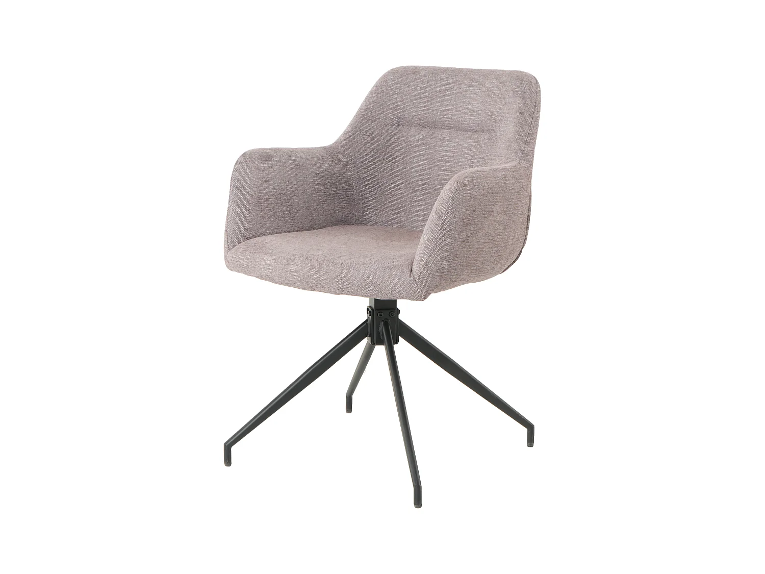 Lot de 2 chaises fauteuils de table MORINI pivotants avec accoudoirs en tissu beige pour salle à manger, pieds en métal noir