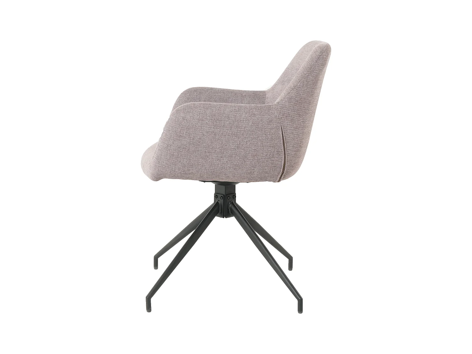 Lot de 2 chaises fauteuils de table MORINI pivotants avec accoudoirs en tissu beige pour salle à manger, pieds en métal noir