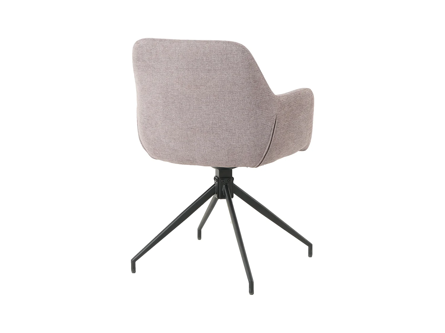 Lot de 2 chaises fauteuils de table MORINI pivotants avec accoudoirs en tissu beige pour salle à manger, pieds en métal noir