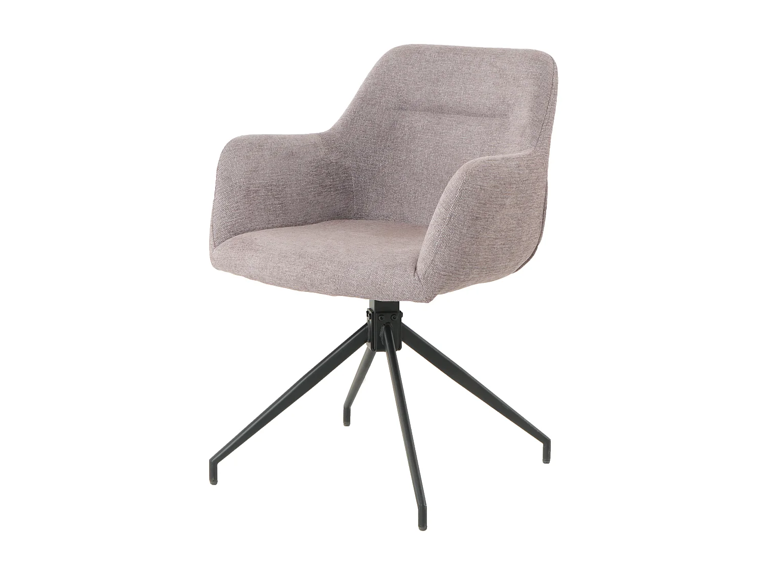 Lot de 2 chaises fauteuils de table MORINI pivotants avec accoudoirs en tissu beige pour salle à manger, pieds en métal noir