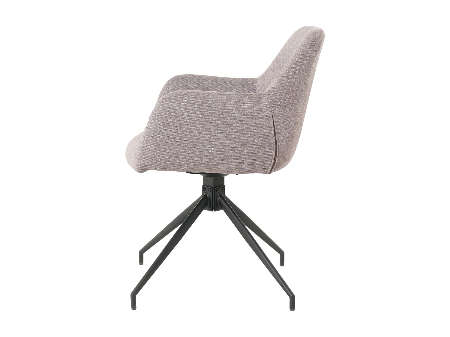 Lot de 2 chaises fauteuils de table MORINI pivotants avec accoudoirs en tissu beige pour salle à manger, pieds en métal noir