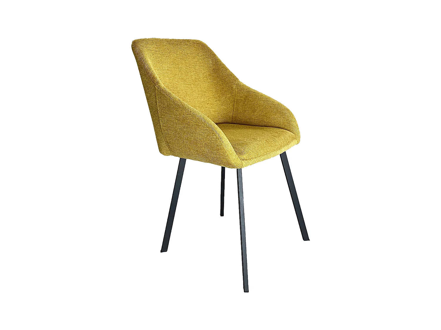 Lot de 2 chaises fauteuils Jena tissu jaune pieds métal noir