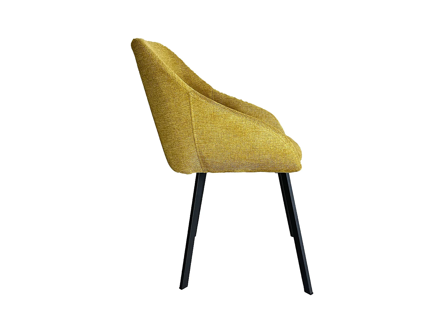 Lot de 2 chaises fauteuils Jena tissu jaune pieds métal noir