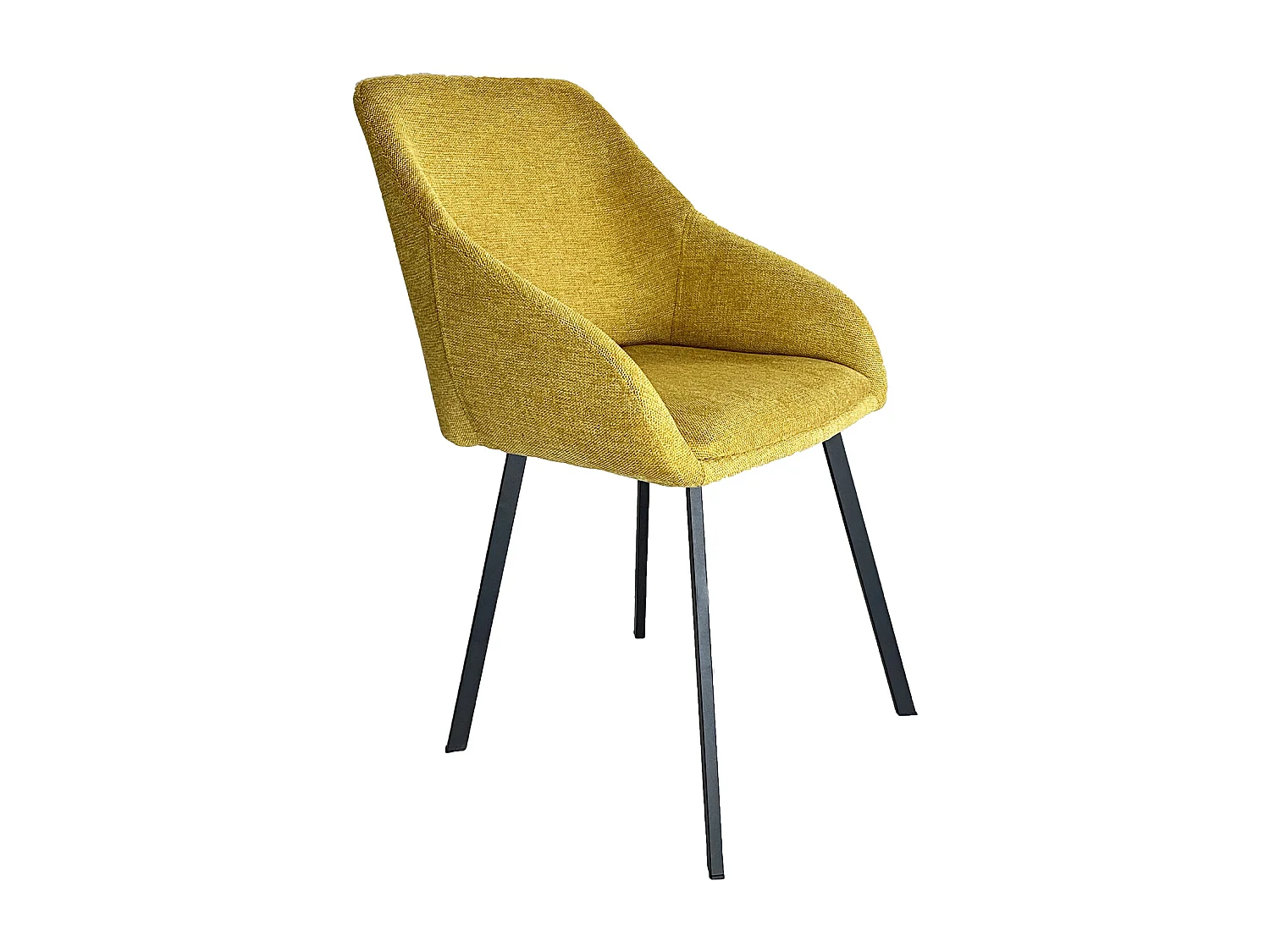 Lot de 2 chaises fauteuils Jena tissu jaune pieds métal noir