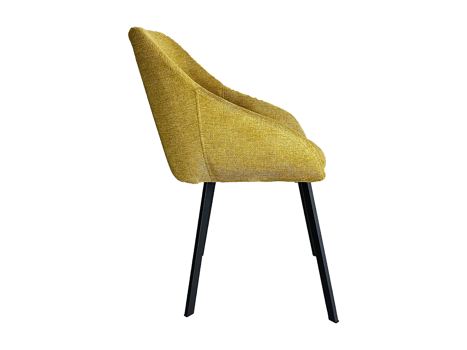 Lot de 2 chaises fauteuils Jena tissu jaune pieds métal noir