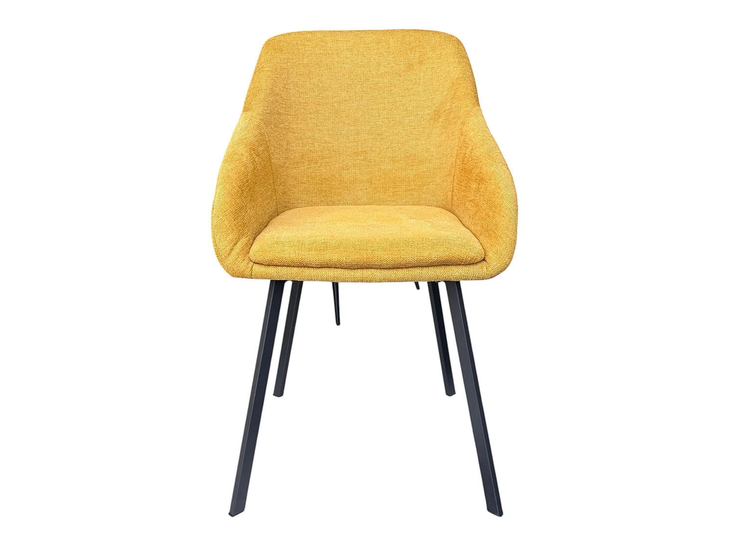Lot de 2 chaises avec accoudoirs tissu jaune pieds métal noir - MOON