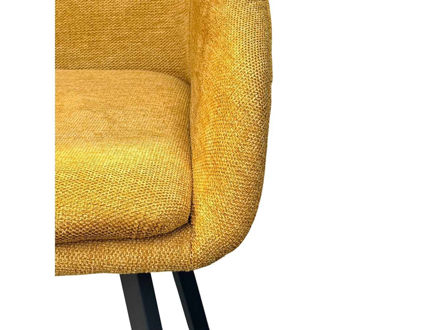 Lot de 2 chaises avec accoudoirs tissu jaune pieds métal noir - MOON