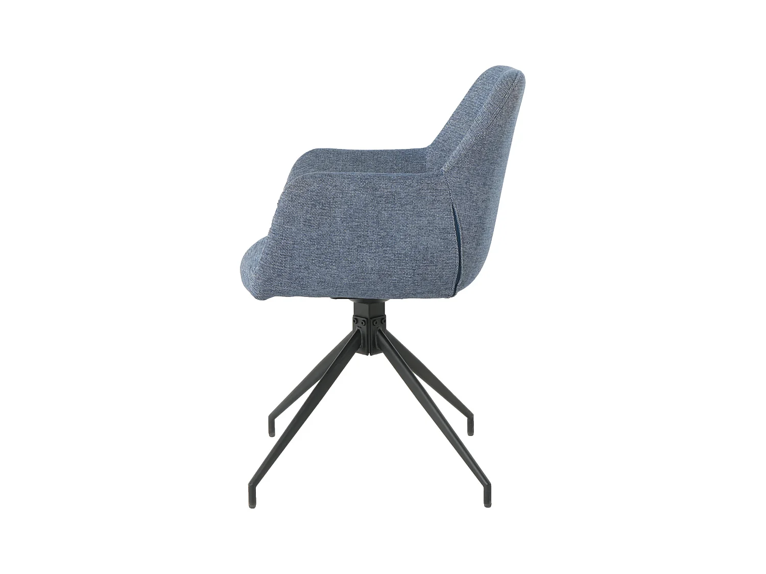 Lot de 2 chaises fauteuils de table MORINI pivotants avec accoudoirs en tissu bleu pour salle à manger, pieds en métal noir