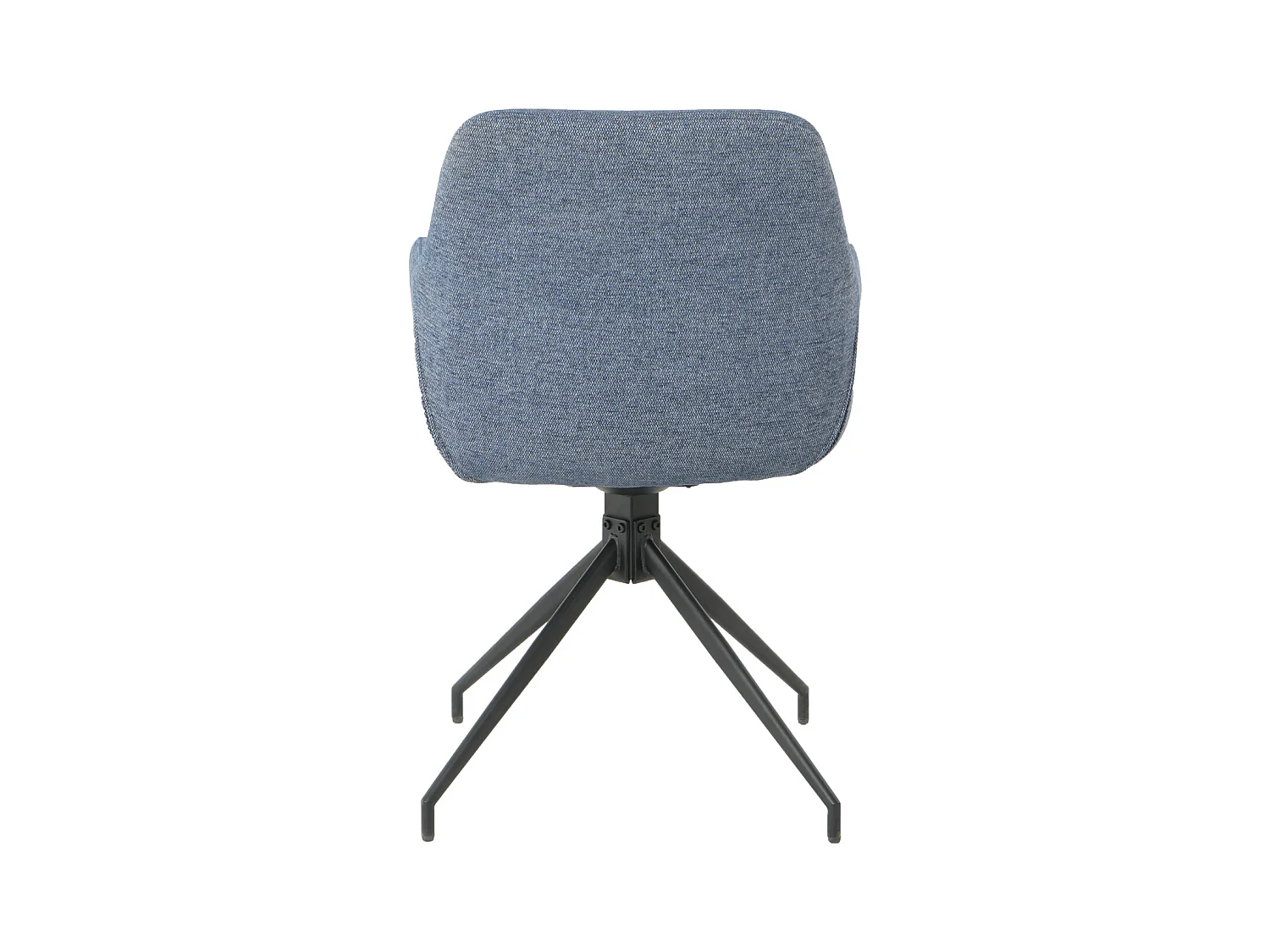 Lot de 2 chaises fauteuils de table MORINI pivotants avec accoudoirs en tissu bleu pour salle à manger, pieds en métal noir