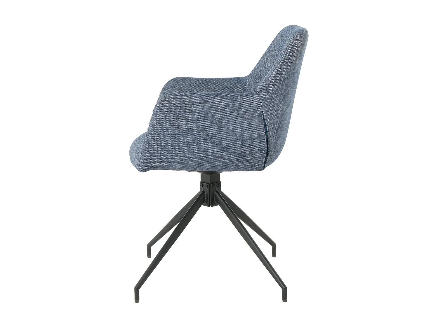 Lot de 2 chaises fauteuils de table MORINI pivotants avec accoudoirs en tissu bleu pour salle à manger, pieds en métal noir
