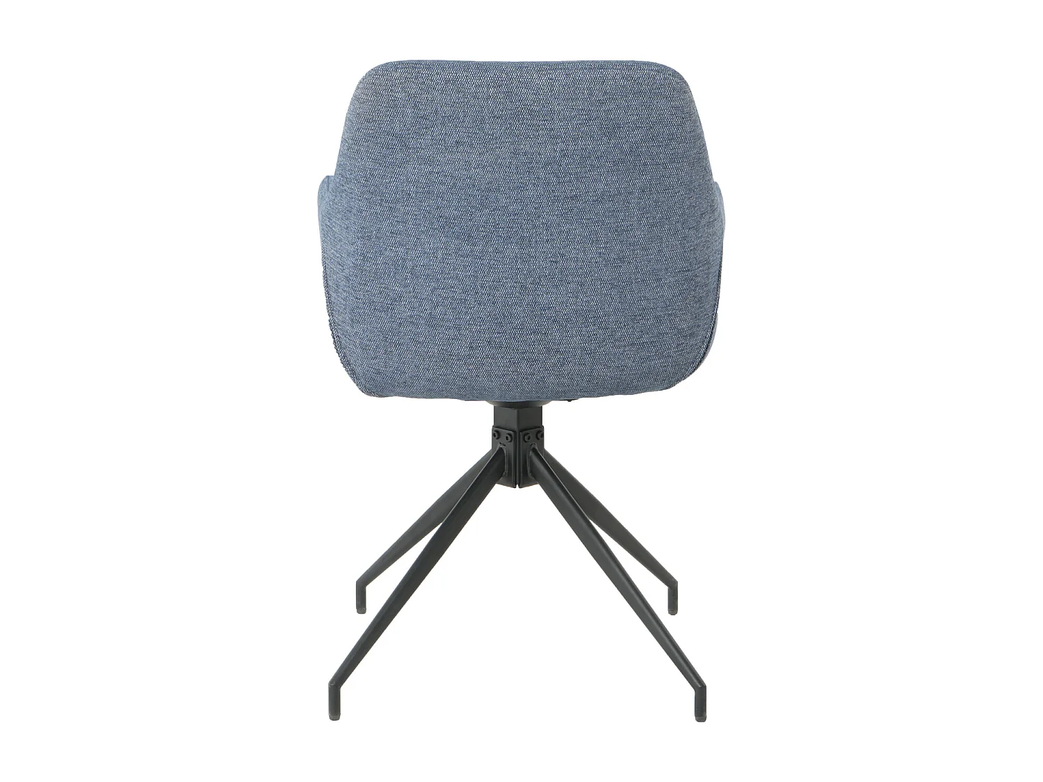 Lot de 2 chaises fauteuils de table MORINI pivotants avec accoudoirs en tissu bleu pour salle à manger, pieds en métal noir