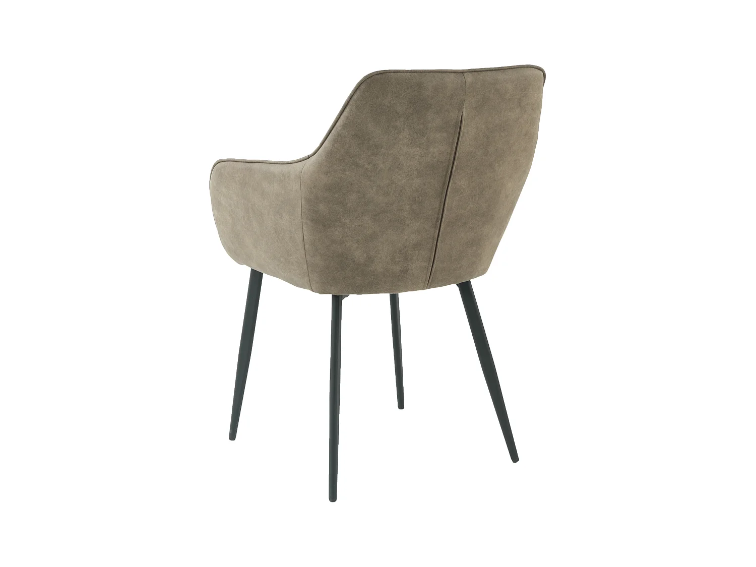 Lot de 2 chaises fauteuils de table avec accoudoirs Rolf taupe en tissu taupe pour salle à manger, pieds en métal noir