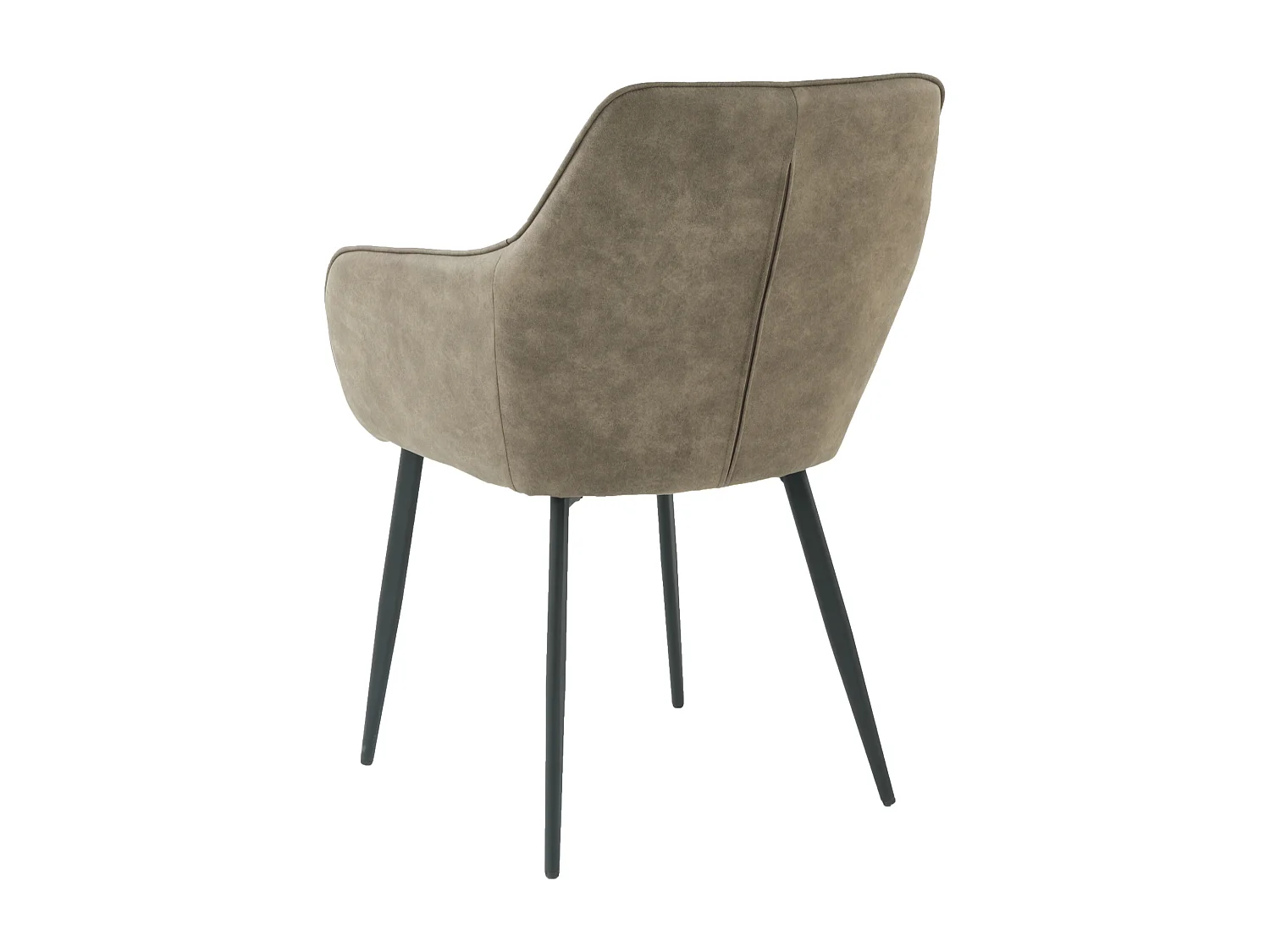 Lot de 2 chaises fauteuils de table avec accoudoirs Rolf taupe en tissu taupe pour salle à manger, pieds en métal noir