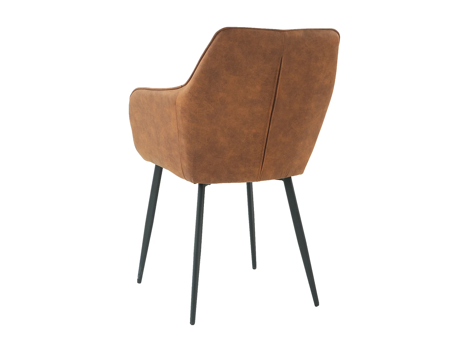 Lot de 2 chaises fauteuils de table avec accoudoirs Rolf en tissu marron pour salle à manger, pieds en métal noir