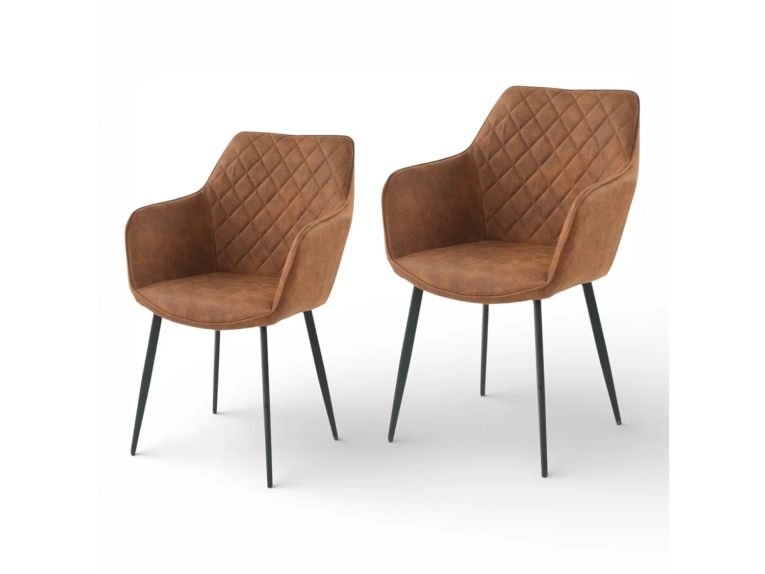 Lot de 2 chaises avec accoudoirs tissu rouille pieds métal - ROLF