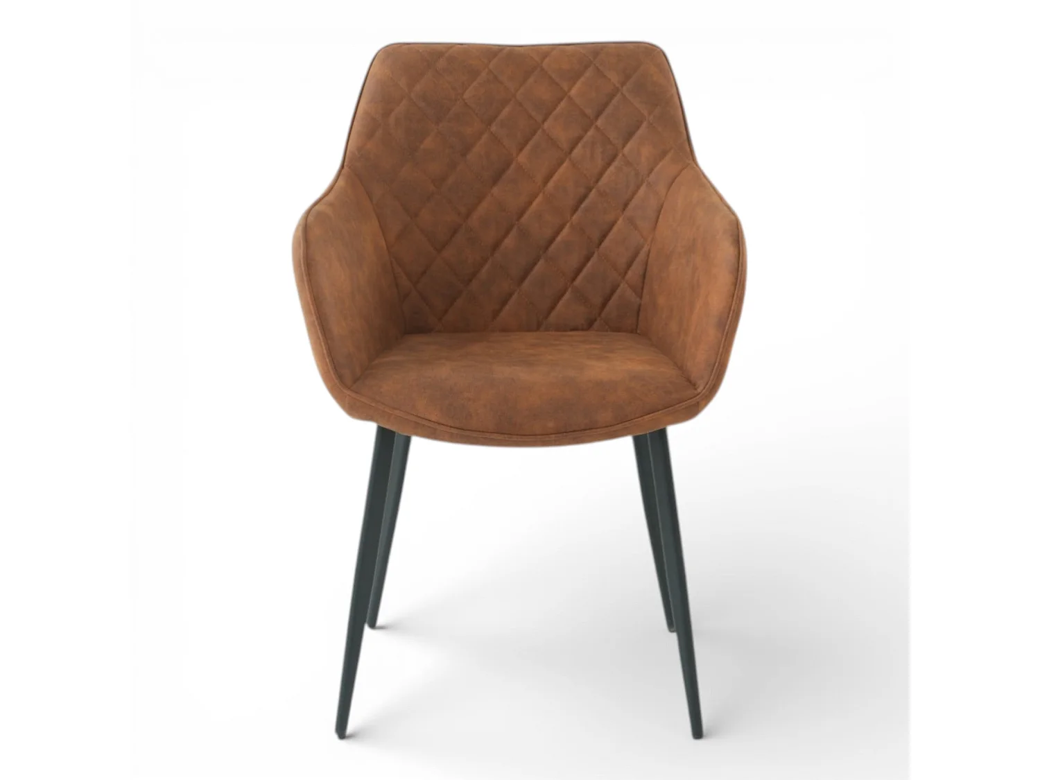 Lot de 2 chaises avec accoudoirs tissu rouille pieds métal - ROLF